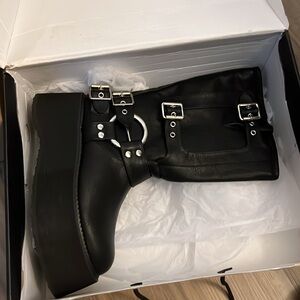 Black Platform Buckle Boots